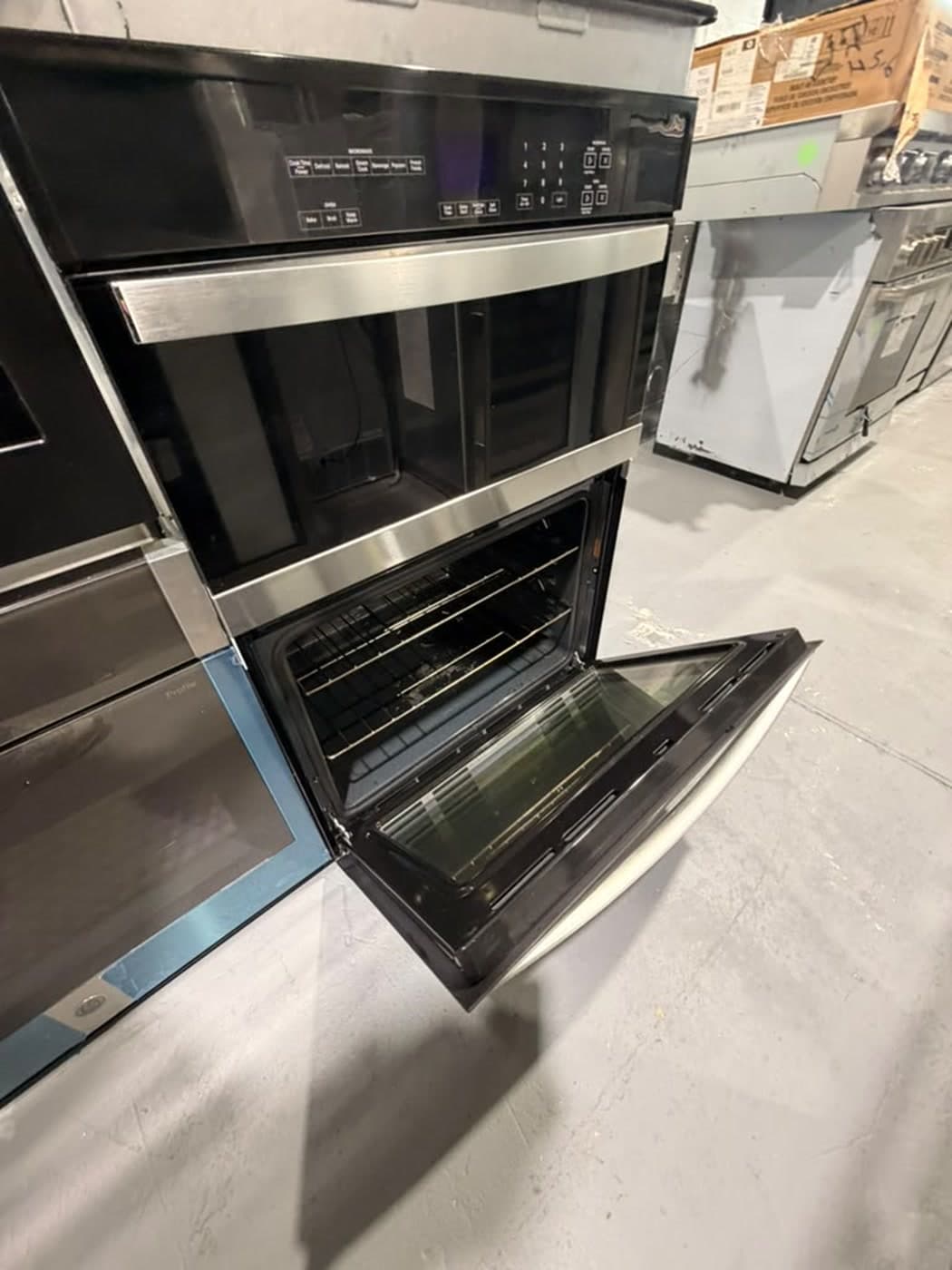 Actual whirlpool 30-inch combination wall oven photographed in Oakland Park — actual unit · microwave and oven open