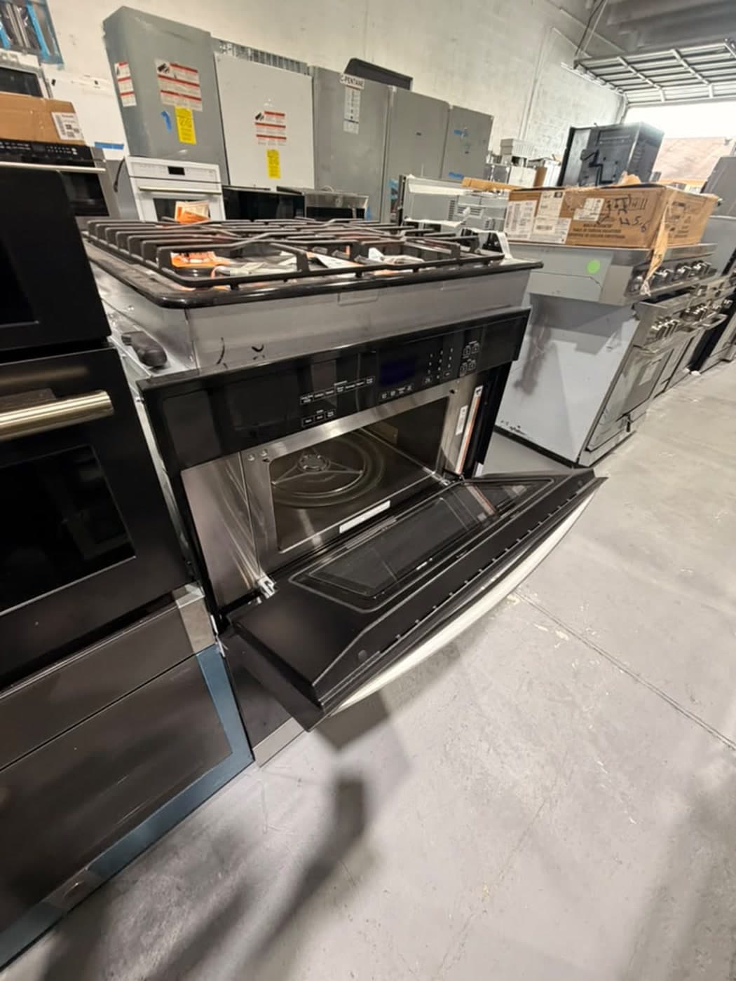 Actual whirlpool 30-inch combination wall oven photographed in Oakland Park — actual unit · cosmetic condition and interior wear