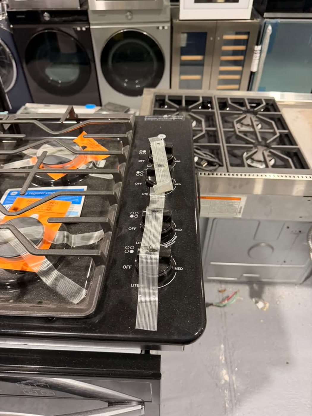 Actual ge 30-inch gas cooktop photographed in Oakland Park — actual unit · burners, grates, and controls