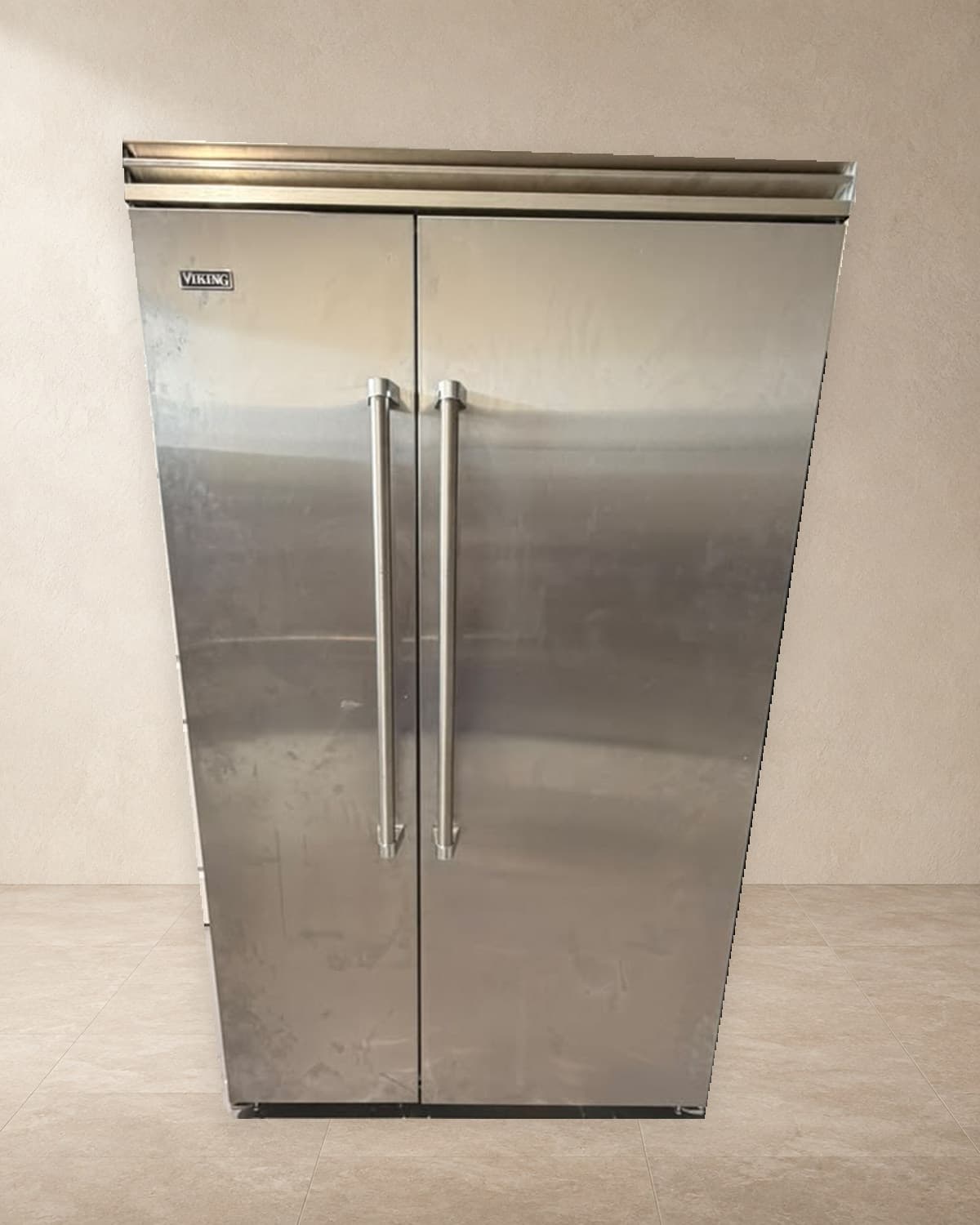 Actual viking 48-inch side-by-side refrigerator photographed in Oakland Park