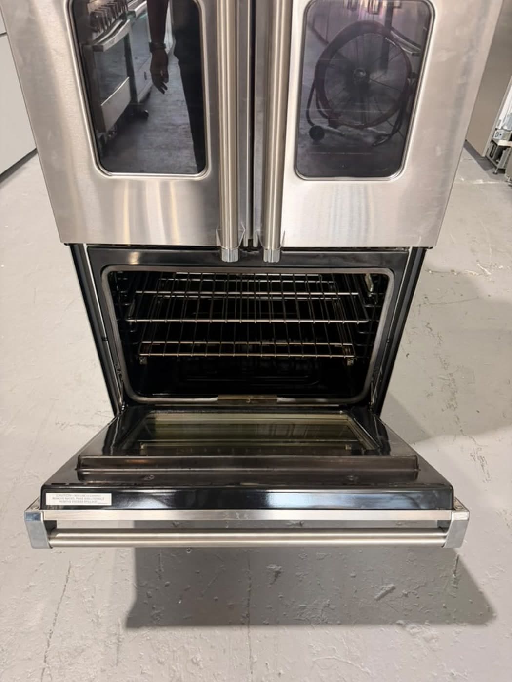 Actual viking 30-inch double wall oven photographed in Oakland Park — actual unit · lower oven interior