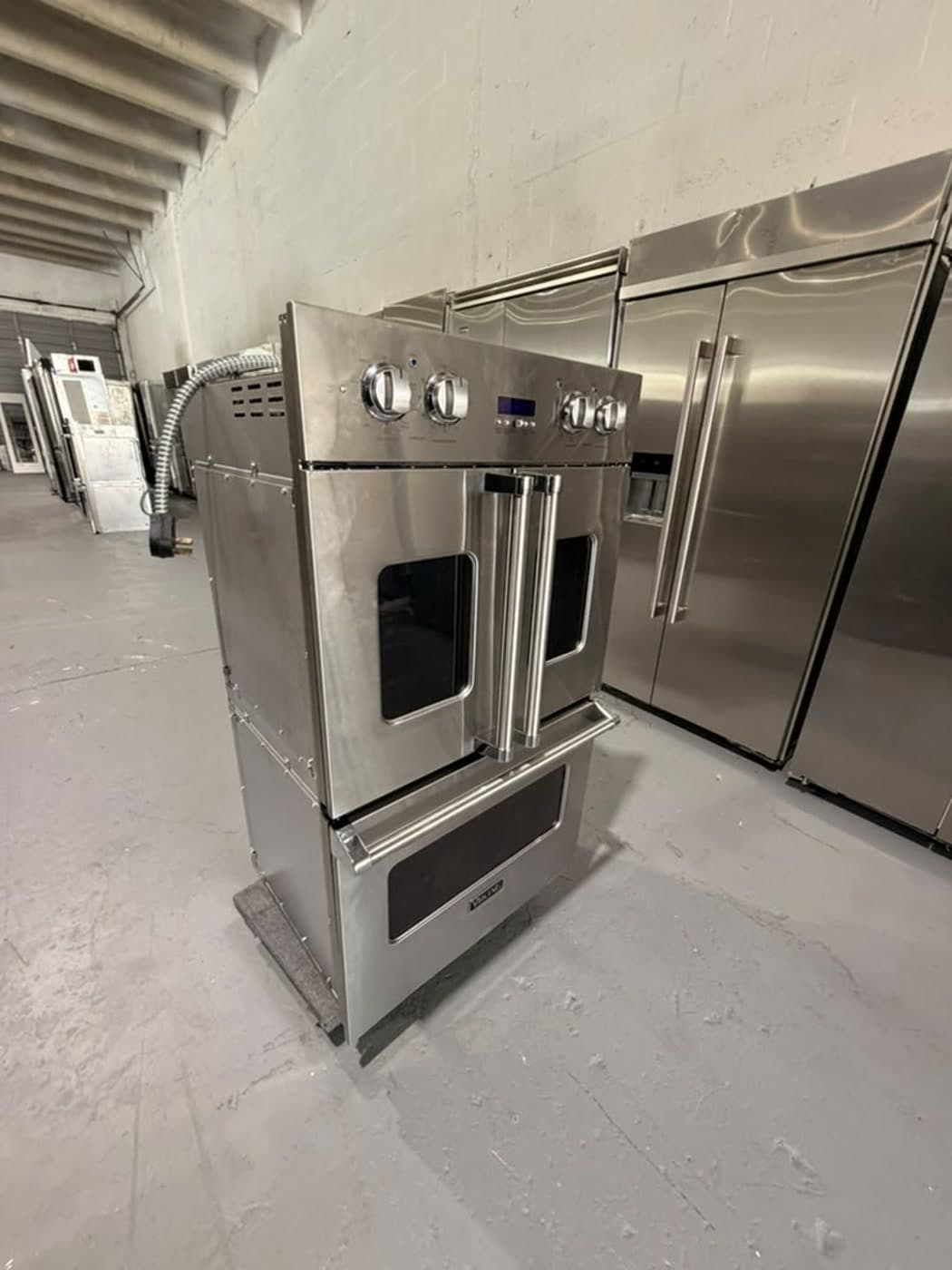 Actual viking 30-inch double wall oven photographed in Oakland Park — actual unit · alternate side angle
