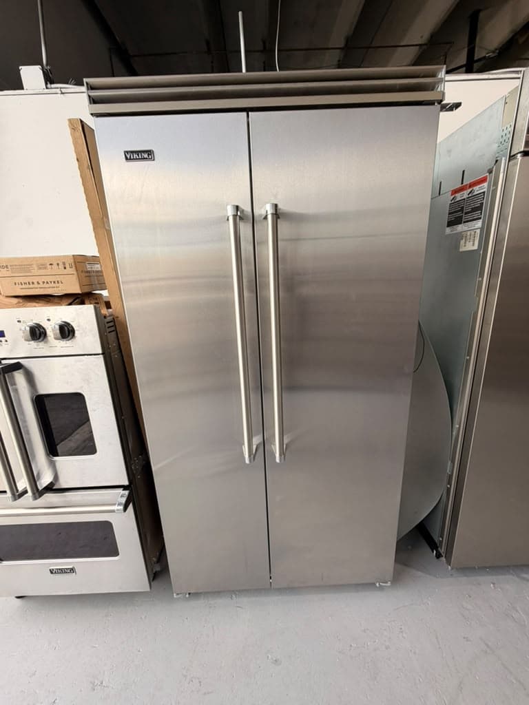 Actual viking 42-inch side-by-side refrigerator photographed in Oakland Park