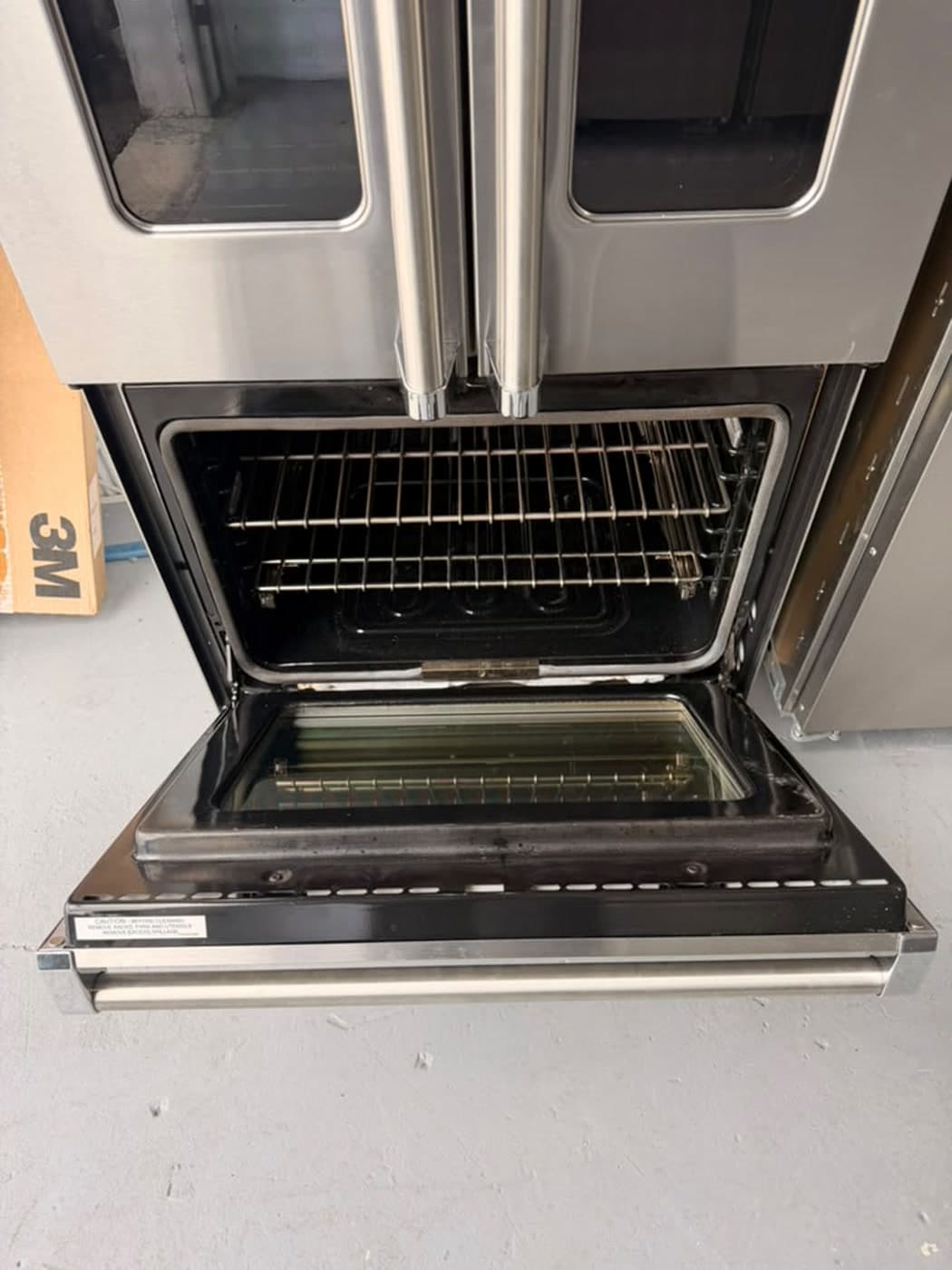 Actual viking 30-inch french-door double wall oven photographed in Oakland Park — actual unit · lower oven open
